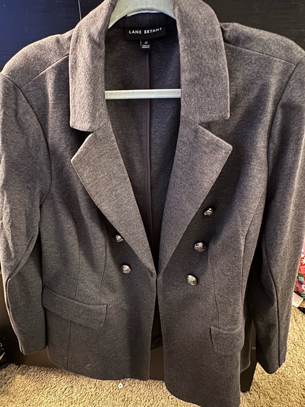 Lane Bryant Charcoal Double-Breasted Blazer Jacket